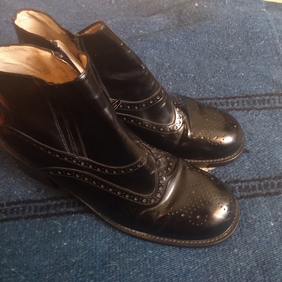 90s Y2K Clueless Oxford High Heel Boots Size 10 - Picture 6 of 8